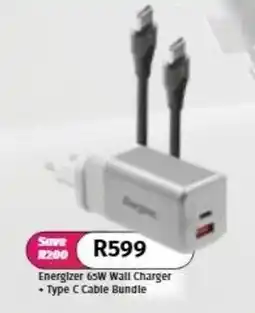 Vodacom Energizer 65W Wall Charger + Type C Cable Bundle offer