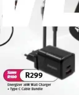 Vodacom Energizer 38W Wall Charger + Type C Cable Bundle offer