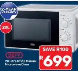 Pick n Pay DEFY 20 Litre White Manual Microwave Oven offer