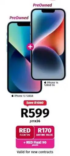Vodacom iPhone 13 128GB + iPhone 14 128GB 5G offer