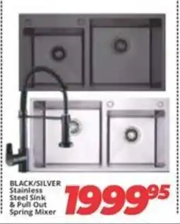 Easy Build BLACK/SILVER Stainless Steel Sink & Pull Out Spring Mixer offer