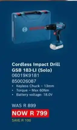 Builders Express Bosch Cordless Impact Drill offer