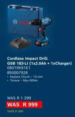 Builders Express Cordless Impact Drill GSB 183-LI offer