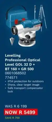 Builders Express Levelling Professional Optical Level GOL 32 D + BT 160 + GR 500 offer