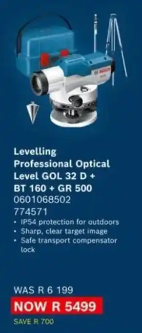 Levelling Professional Optical Level GOL 32 D + BT 160 + GR 500