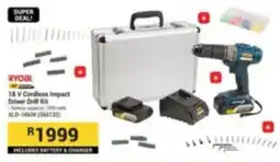 Builders Express RYOBI 18 V Cordless Impact Driver Drill Kit offer