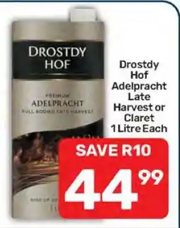 Pick n Pay Drostdy Hof Adelpract Late Harvest or Claret 1 Litre Each offer