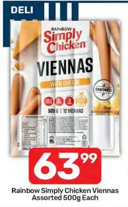 Pick n Pay Rainbow Simply Chicken Viennas Assorted 500g Each offer