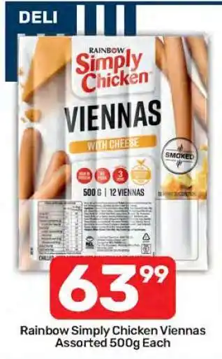 Pick n Pay Rainbow Simply Chicken Viennas Assorted 500g Each offer