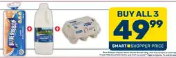 Pick n Pay Hypermarket Blue Ribbon Classic White Sliced Bread, Full Cream Fresh Milk, Eggs offer