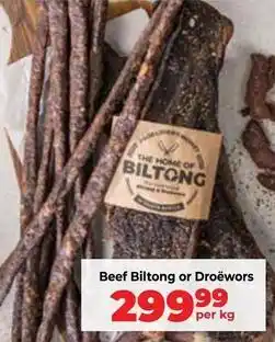 Food Lover's Market Beef biltong or droëwors offer