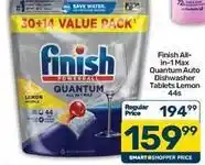 Pick n Pay Finish - all-in-1 max quantum auto dishwasher tablets lemon offer