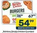 Pick n Pay Rainbow - simply chicken burgers offer