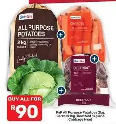 Pick n Pay Hypermarket All purpose potatoes, carrots, beetroot and cabbage head offer