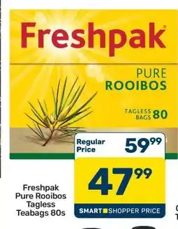 Pick n Pay Hypermarket Freshpak Pure Rooibos Tagless Teabags 80s offer