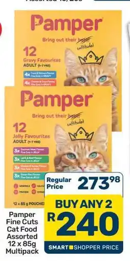 Pick n Pay Hypermarket Pamper Fine Cuts Cat Food Assorted 12 x 85g Multipack offer