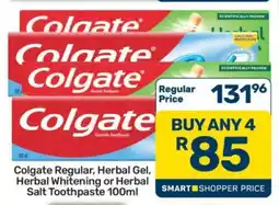 Pick n Pay Hypermarket Colgate Regular, Herbal Gel, Herbal Whitening or Herbal Salt Toothpaste 100ml offer