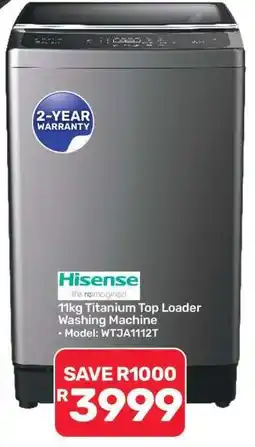Pick n Pay Hypermarket Hisense 11kg Titanium Top Loader Washing Machine offer