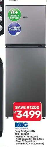 Pick n Pay Hypermarket Grey Fridge with Top Freezer offer