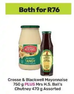 Game Crosse & Blackwell Mayonnaise 750 g PLUS Mrs H.S. Ball's Chutney 470 g Assorted offer