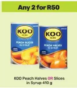Game Koo Peach Halves or Slices in Syrup 410 g offer