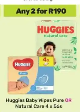 Game Huggies Baby Wipes Pure OR Natural Care 4 x 56s offer
