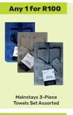 Game Mainstays 3-Piece Towels Set Assorted offer