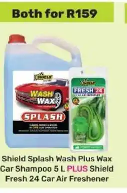 Game Shield Splash Wash Plus Wax Car Shampoo 5 L PLUS Shield Fresh 24 Car Air Freshener offer