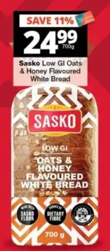 Checkers Sasko Low GI Oats & Honey Flavoured White Bread offer