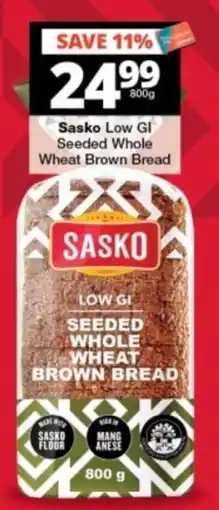 Checkers Sasko Low GI Seeded Whole Wheat Brown Bread offer