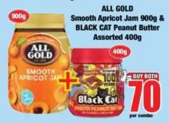 Boxer ALL GOLD Smooth Apricot Jam & BLACK CAT Peanut Butter Assorted offer