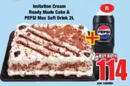 Boxer Imitation Cream Ready Made Cake & PEPSI Max Soft Drink 2L offer