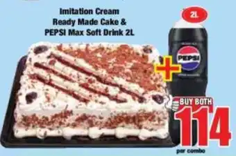 Boxer Imitation Cream Ready Made Cake & PEPSI Max Soft Drink 2L offer