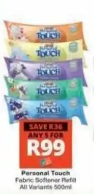 Checkers Hyper Personal Touch Fabric Softener Refill offer