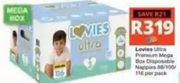 Checkers Hyper Lovies Ultra Premium Mega Box Disposable Nappies offer