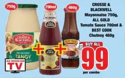Boxer Crosse & Blackwell Mayonnaise, All Gold Tomato Sauce & Best Cook Chutney offer