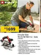 Builders Warehouse Einhell Circular Saw TE-CS 18/165-1 Li-Solo 784296 offer