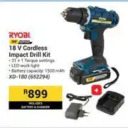 Builders Warehouse Ryobi 18V Cordless Impact Drill Kit XD-180 652294 offer