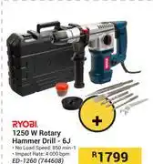 Builders Warehouse Ryobi 1250W Rotary Hammer Drill-6J ED-1260 744608 offer