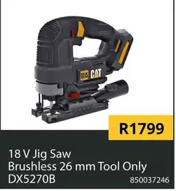 Builders Warehouse CAT 18 V Jig Saw Brushless 26 mm Tool Only offer