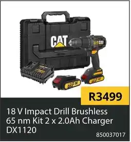 Builders Warehouse CAT 18 V Impact Drill Brushless offer