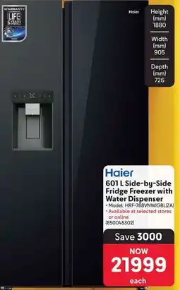 Makro Haier 601 L Side-by-Side Fridge Freezer with Water Dispenser offer