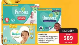 Makro Pampers Active Baby Nappies or Pants or Premium Care Nappies Megabox Assorted offer