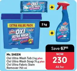 Makro Mr. Sheen Oxi Ultra Wash Tub plus Oxi Ultra Wash Soap plus Oxi Ultra Fabric Stain Remover offer