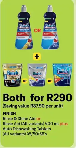 Makro Finish Rinse & Shine Aid or Rinse Aid plus Auto Dishwashing Tablets offer