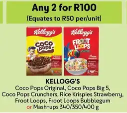 Makro Kellogg's Coco Pops Original, Coco Pops Big 5, Coco Pops Crunchers, Rice Krispies Strawberry, Froot Loops Bubblegum offer