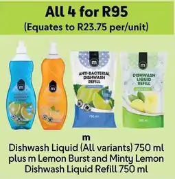 Makro m Dishwash Liquid plus m Lemon Burst and Minty Lemon Dishwash Liquid Refill offer