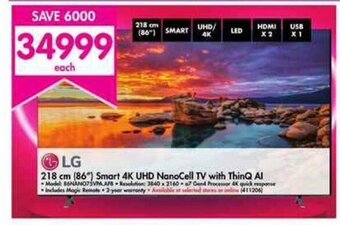 Makro LG - 218cm (86") Smart 4K UHD NanoCell TV with ThinQ AI offer