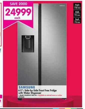 Makro Samsung - 617L Side-by-Side Frost Free Fridge with Water Dispenser offer