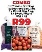 Food Lover's Market Tomato box, beetroot bag, carrot bag, sweet potato bag offer
